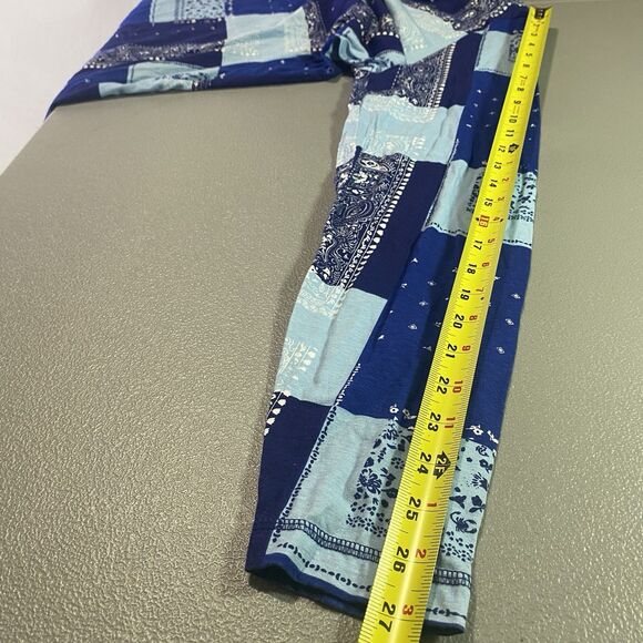 UNZIPPED Paisley Patchwork Pullover Long Sleeve Lightweight Cotton Womens M Blue - Picture 9 of 9